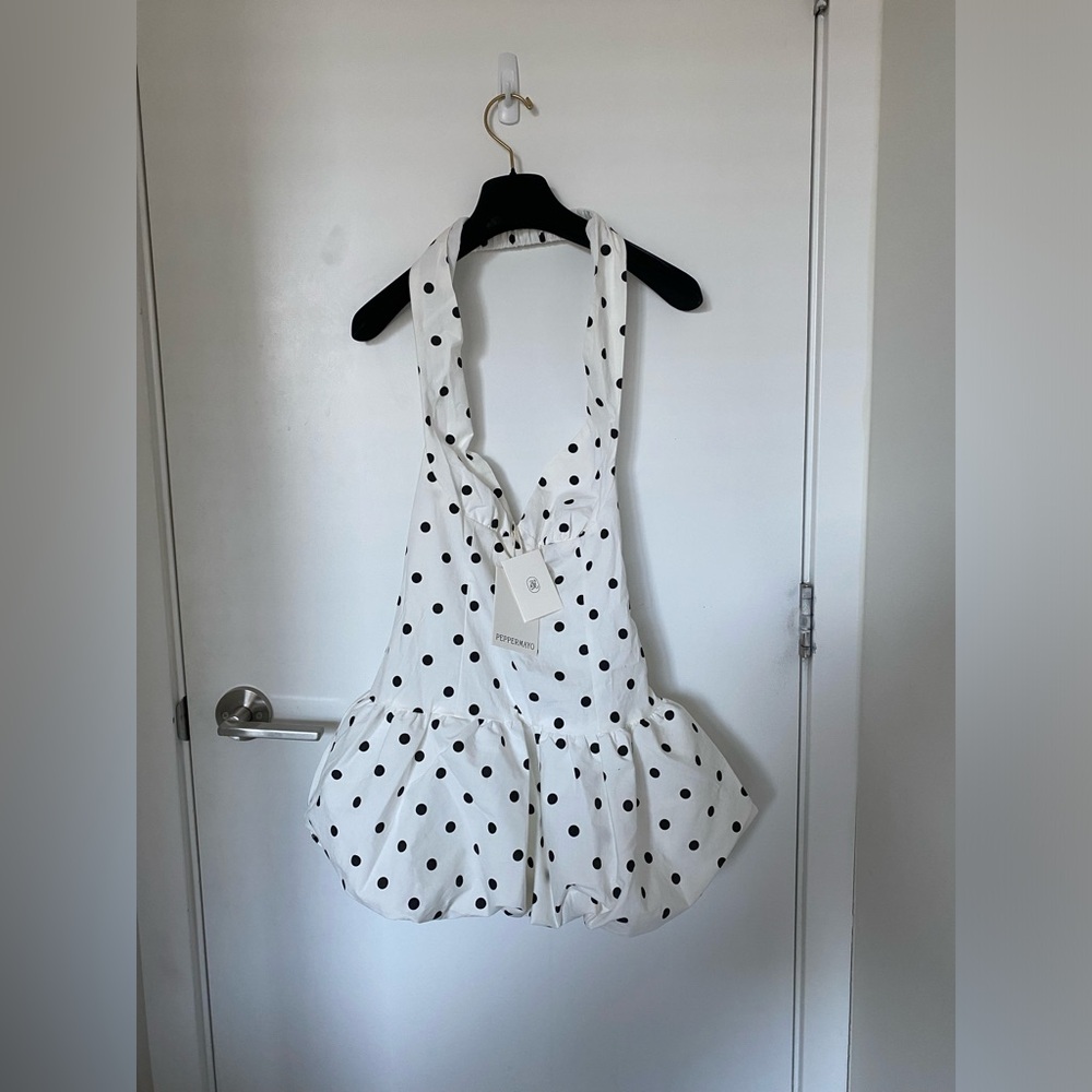 Beautiful Peppermayo polka dot off shoulder mini dress new with tag bubble skirt - Picture 5 of 7